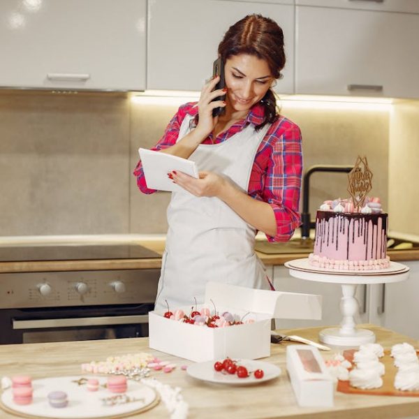 a woman preparing baked goodies